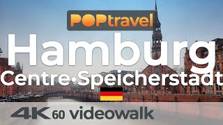 Walking in rainy HAMBURG / Germany - City Centre and Speicherstadt - 4K 60fps (UHD)