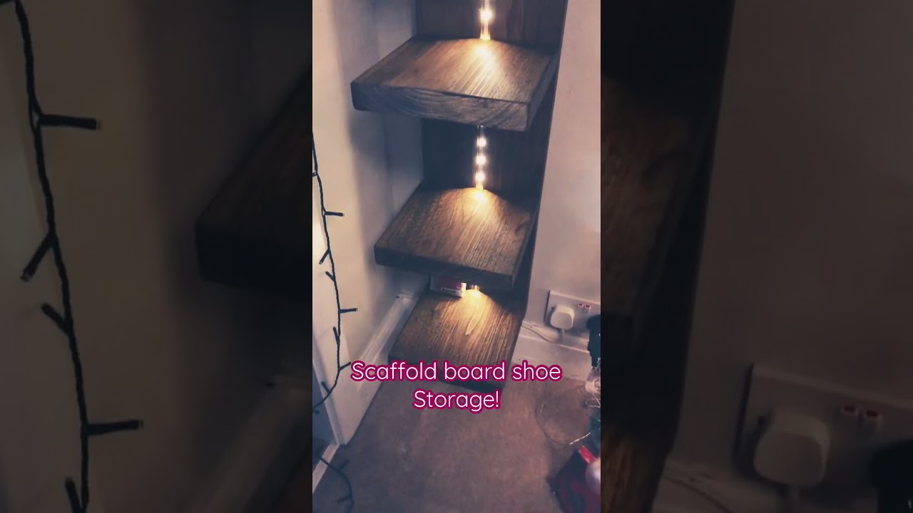 DIY scaffold board shoe storage 