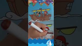 Пиратский корабль Рисунок раскраска #shorts #пираты #корабли #раскраска #рисунки #starkidsayka