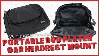 SECURE PORTABLE DVD PLAYER VEHICLE MOUNT Duragadget - 'Universal Car Headrest Mount/Storage Bag for Portable DVD Players'
