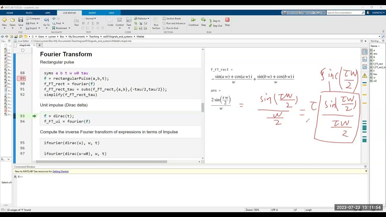 Transforms of Some Useful Functions - MATLAB - YouTube