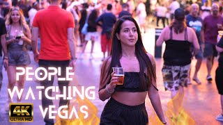 Fremont Street Las Vegas, Hot Summer night in Las Vegas, Fuego Friday, 4K UHD video