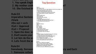✅Tag Questions 💥 Easy Rules #english #grammar #shorts