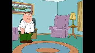 Peter Griffin jumps on a couch but epic fail meme