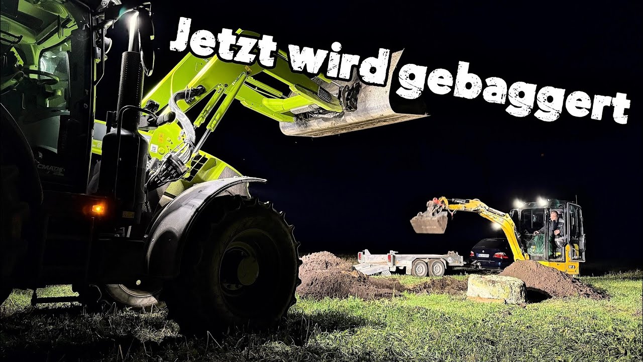 Erdbau mit dem Minibagger | Güllepott frei baggern und Erdleitung verlegen | Farmvlog #255