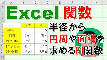 【Excel関数 徹底解説】半径から円周や面積を求める　PI関数