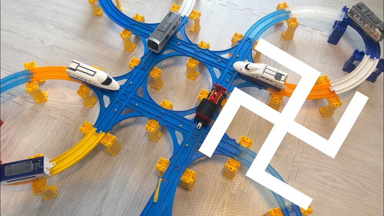 プラレールでBATTLE、電車の戦い！新車バトル！卍コース！