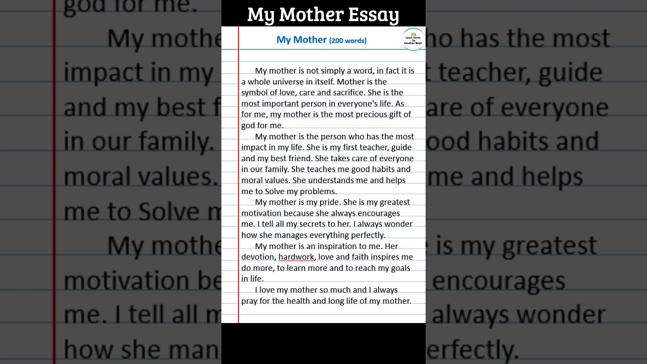 My Mother Essay In English On Englishessay Essaywriting