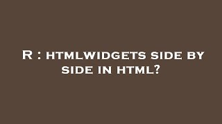 R Htmlwidgets Side By Side In Html?