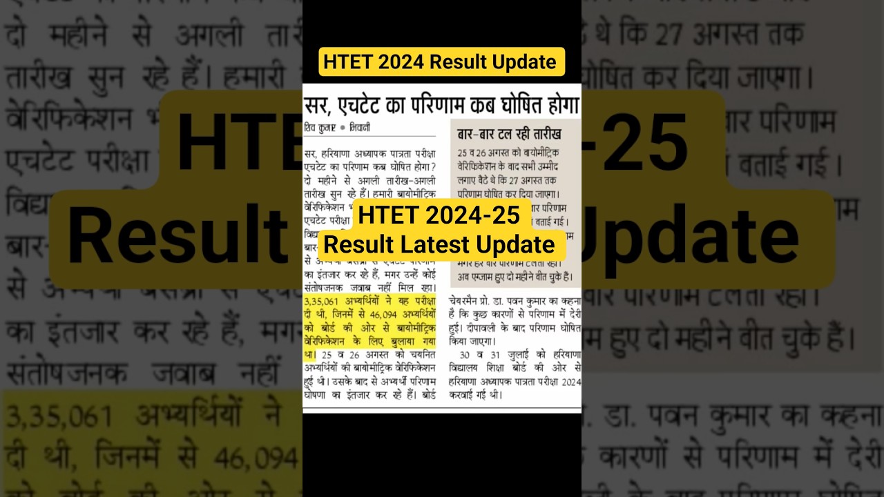 HTET Result 2024-25 Latest Update 