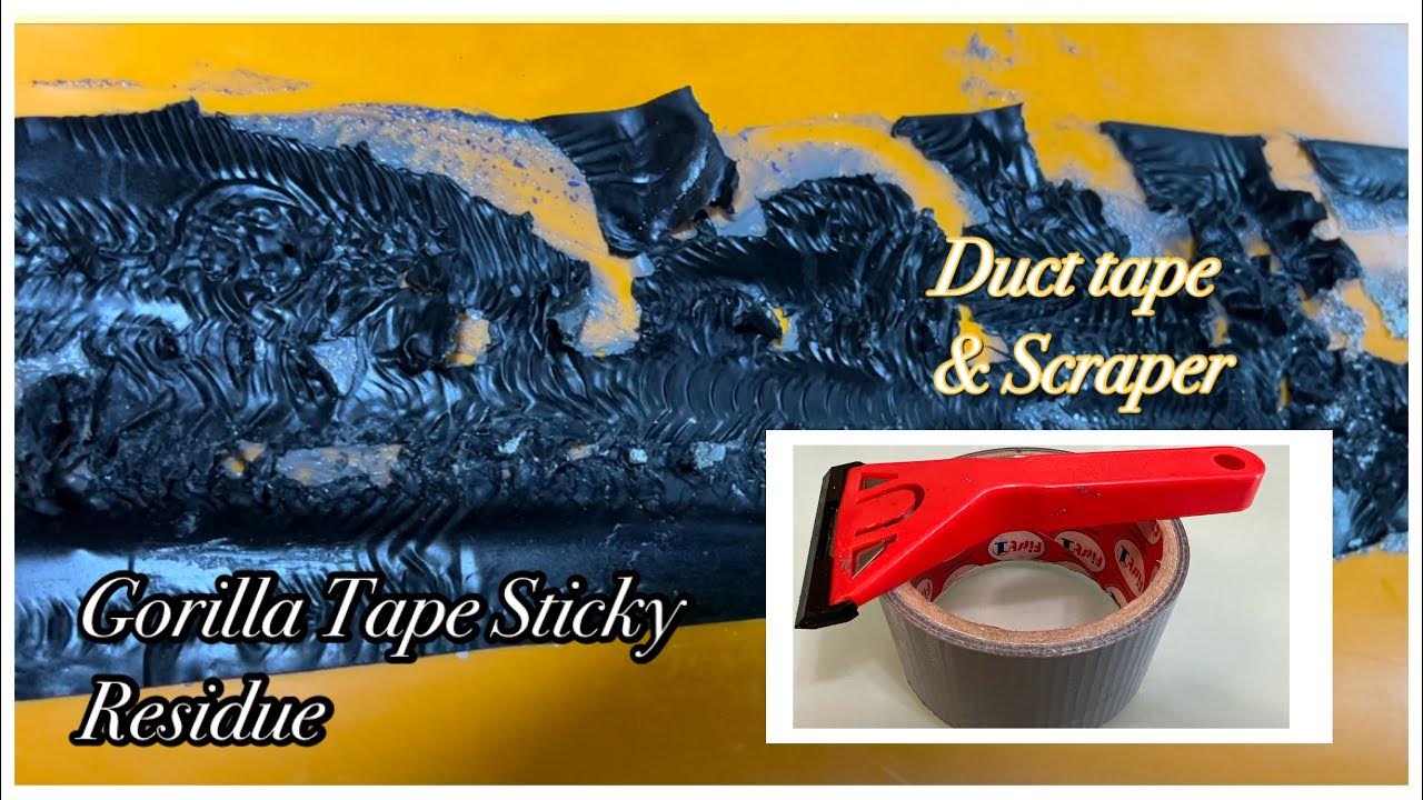 gorilla-tape-sticky-residue-removal-using-duct-tape-and-scraper-youtube