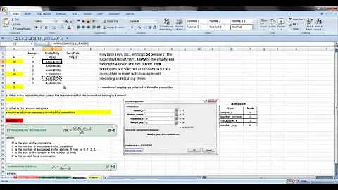 22  Hypergeometric Probability Distribution using Excel
