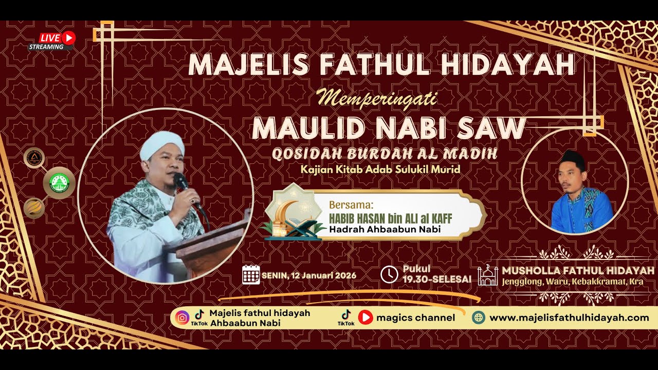 LIVE MAULID BURDAH BERSAMA HABIB HASAN BIN ALI AL KAAF / MAJELIS FATHUL HIDAYAH / AHBAABUN NABI