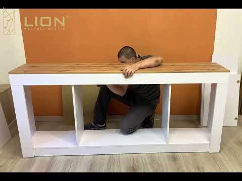 Комод LION Ларри-1 для зберігання речей стильний з ламінованої ДСП 4 дверці білий Нимфея Альба, видео 1