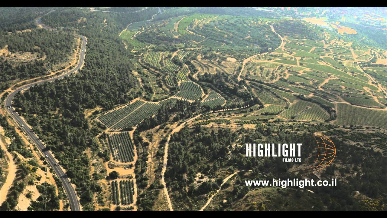 AJ4K 069  Aerial 4K footage of Jerusalem: Fields in the western slopes of Judaean Hills