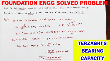 Numerical on Terzghi Method l Bearing Capacity of Soil | Calculation of Safe Bearing Capacity | GATE