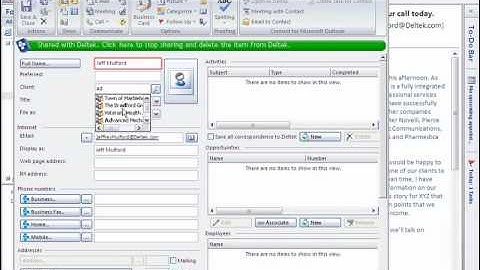 Deltek Vision Connect for Microsoft Outlook Demonstration