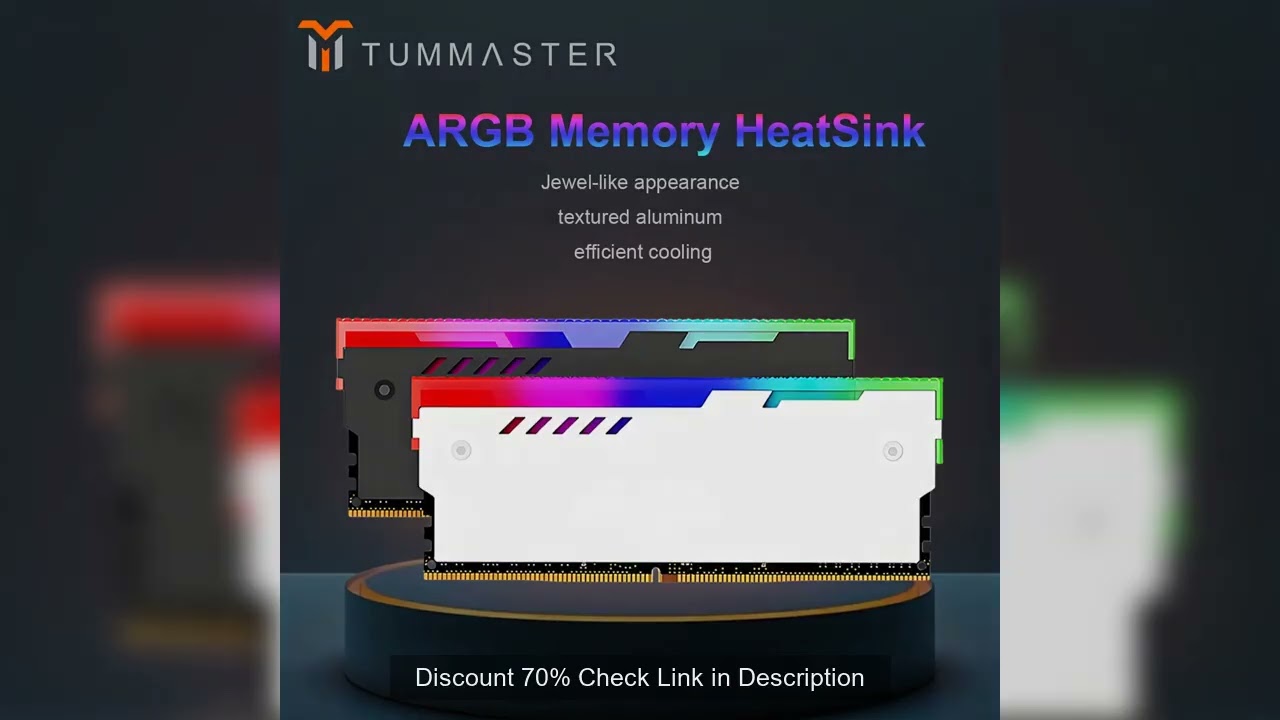 TUMMASTER Computer ARGB RAM Memory Heatsink Cooler with Thermal Conductive Pad for Desktop PC Memory