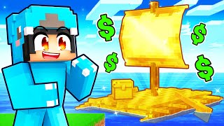 $1 vs $1,000,000 Minecraft Raft Build Battle With Crazy Fan Girl!