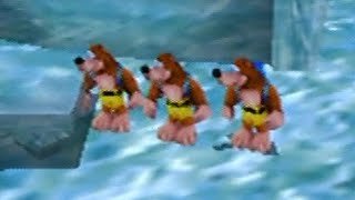 Triple Banjo
1. Solo Kazooie, warp into Chompas Belly with a clockwork
2. Enter Boggys Igloo, blow up a clockwork (you can also do this on the icy side exterior, which allows you to switch between Banjo and hybrid B/K later on)
3. Deathwarp with solo Kazooie and BK (not required but much faster than going to HFP on foot)
4. Solo Kazooie, enter igloo
5. Shoot a clockwork while sliding into the loading zone, have it explode outside
6. Enter igloo again (if you did step 2 on the icy side exterior: enter igloo with hybrid B/K, blow up a clockwork, enter igloo again) Triple Banjo