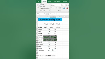 Sum formula shortcuts  in Excel - Tips & Tricks -@todfodeducation