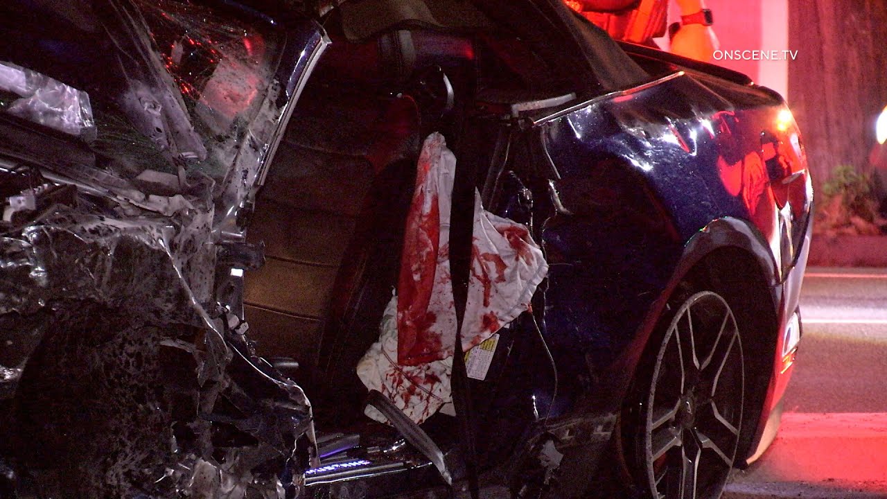 Late Night Crash in Colton Two Vehicles Collide, One Trapped YouTube