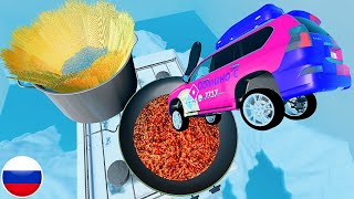 МАШИНА ПРЫГАЕТ В СПАГЕТТИ БОЛОНЬЕЗЕ BeamNG Drive