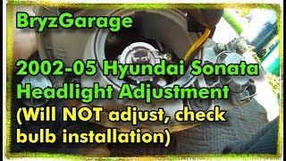 2002-05 Hyundai Sonata Headlight Adjustment 2003 Hyundai Sonata Headlight