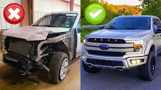 Before and after. Rebuilding wrecked 2018 Ford F150