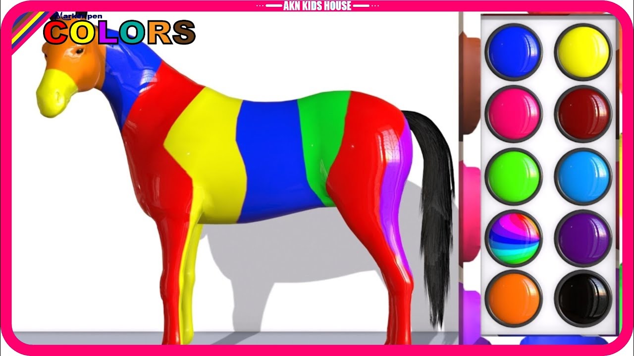 3D COLORING HORSE Coloring Pages for Kids and Cake Coloring / Akn Kids House