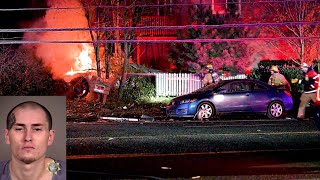 Man arrested after fiery car crash into power pole in SE Portland