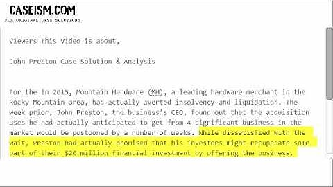 John Preston Case Solution & Analysis- Caseism.com