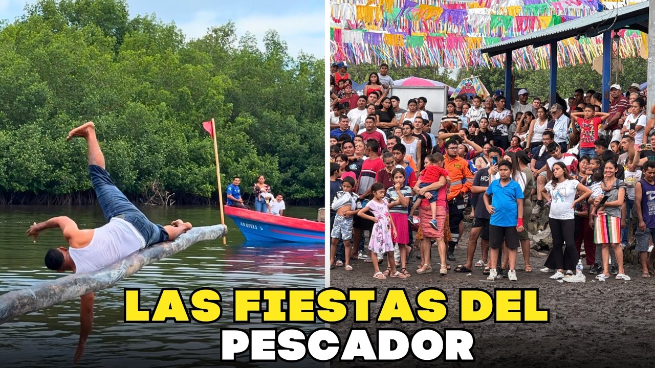 RESBALANDOSE POR UN PREMIO en EL SALVADOR | Fiestas del pescador