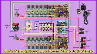 cara merakit power mono jadi stereo / 2 channel