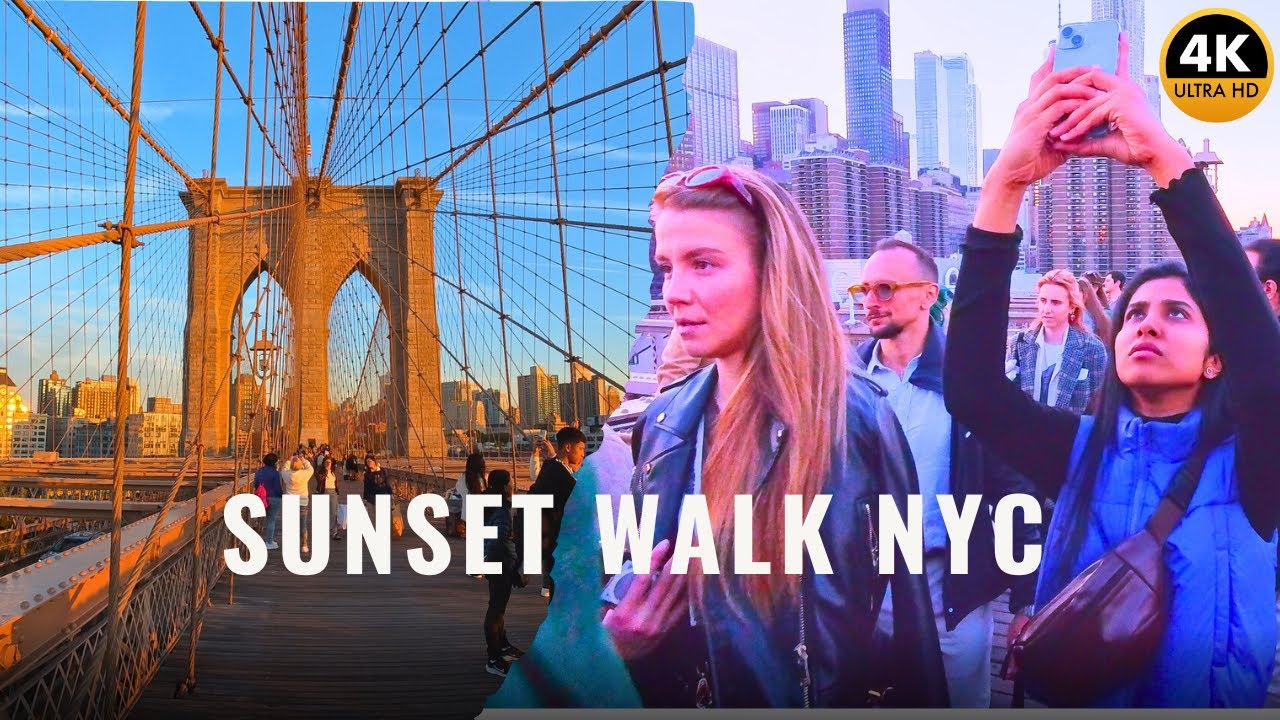 Walking the Brooklyn Bridge at Sunset | New York City Views & Selfie ...