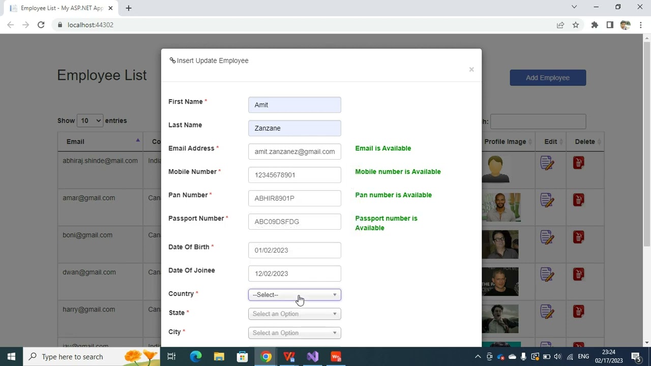 Employee Registration using ASP.NET MVC in N-tier Architecture with Loggers and DI