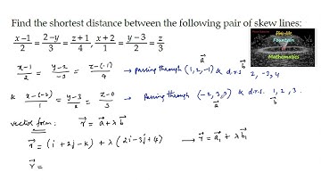 Find the shortest distance between skew lines x-1/2=2-y/3=z+1/4,x+2/1=y-3/2=z/3 |CBSE|12|CET|2022
