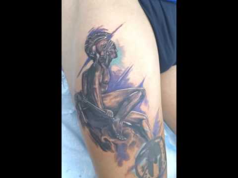 Achilles tattoo chris cosmos studio cyprus tziortzis - YouTube