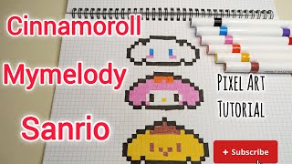 Pixel Art Tutorial : Drawing Cinnamoroll Mymelody Sanrio Step By Step