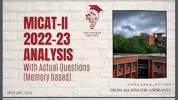 MICAT-II Analysis with Actual Questions-Memory base | MICAT exam pattern | MICA A