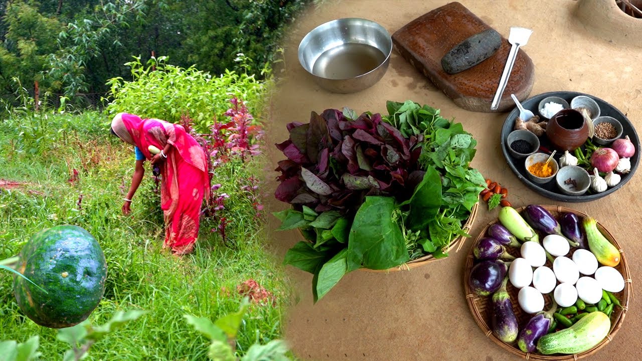 বৃষ্টিতে গরম ভাতে ডিম বেগুনের ঝোল আর বাগানের টাটকা সবজি | Our Veg Garden tour | EGG & BRINJAL Curry