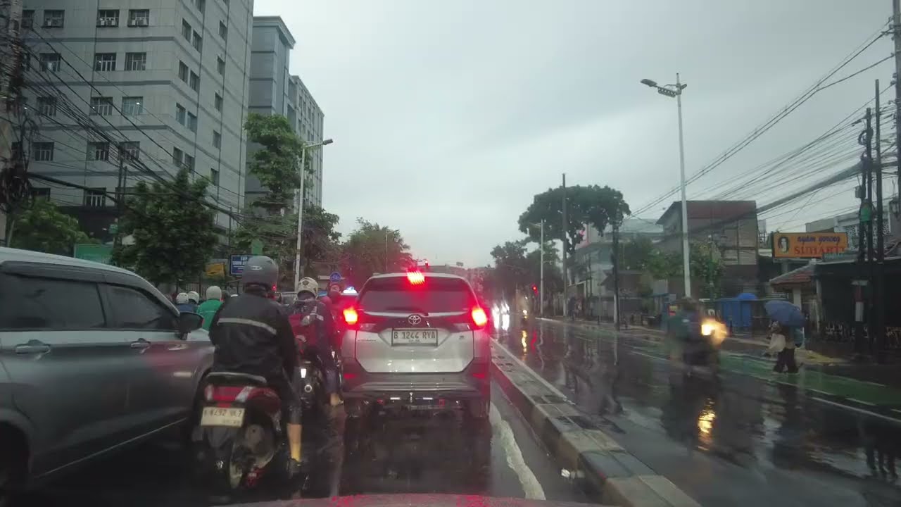 Drive from PGC Cililitan to Dewi Sartika Street East Jakarta, Heavy Rain City Drive