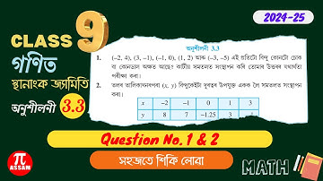 Class 9 Maths Ex 3.3 Solution Assamese Medium | Q1 and Q2 | Chapter 3 Coordinate Geometry PiAssam