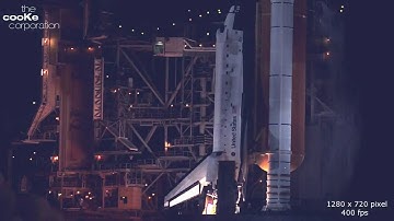 NASA space shuttle takeoff, PCO high speed camera, slow motion