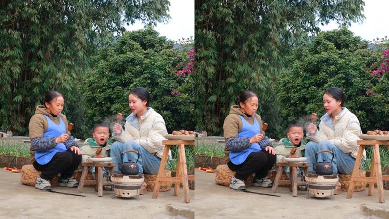 后面发现，吵架都是装的，只有灶台上那锅烤肠的香气是真的香。#记录我的农村生活 #美的无霜冰柜 #无霜冰柜选美的