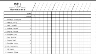MarkBook® 5-1 Recording Grid Printout