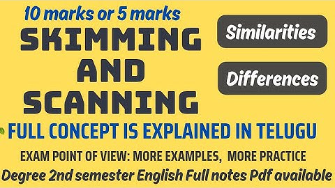 Skimming and scanning explanation in telugu degree 2nd semester English 2025 #scanning #skimming