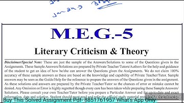 MEG 05 Solved Assignment 2023-24 | MEG 05 Solved Assignment 2023-24 pdf | MEG 05 Assignment 2024 pdf