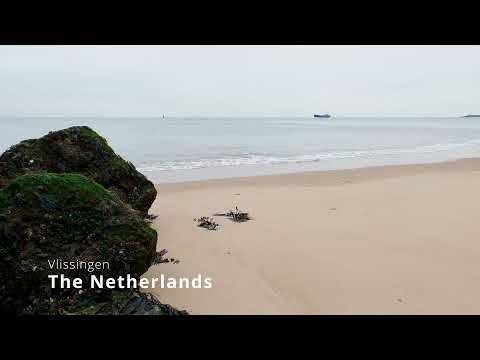 Windy Day Vlissingen, The Netherlands | Walking Ambient sound - Sea - Beach - Cold - Coffee