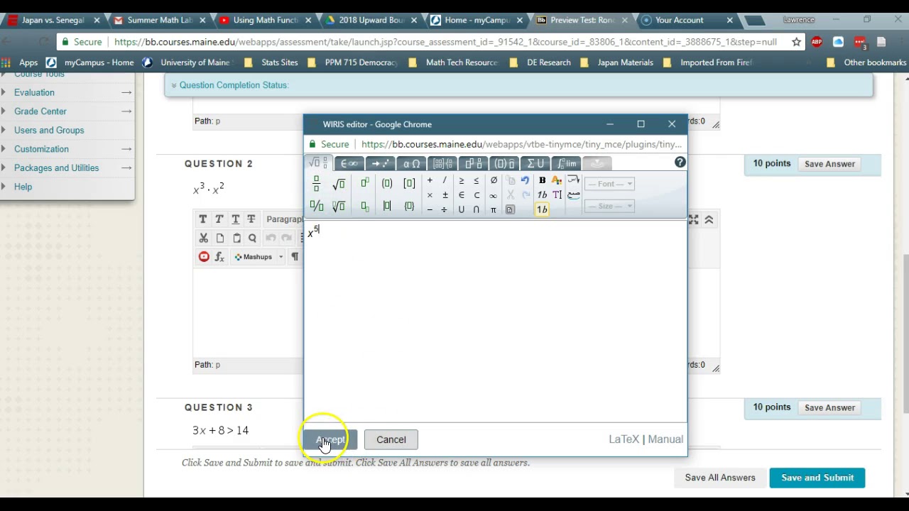 Using Math Editor in BlackBoard YouTube